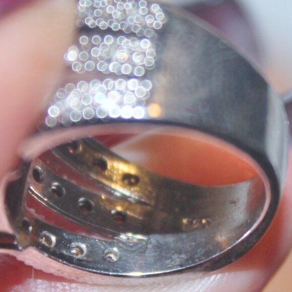 925 Sterling Large Garnet Side Topaz Statement Cocktail Ring Such Presence! - Picture 5 of 6